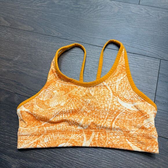 Adidas Women’s Medium Orange Patterned Sports Bra - Picture 1 of 4
